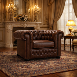 Fauteuil Chesterfield en cuir – Style anglais élégant et intemporel