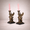 Paire de Chandeliers Sphinx en Bronze sur Marbre Noir | Style Néoclassique