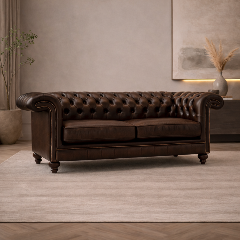 Canapé Chesterfield Allingham 3 places cuir capitonné