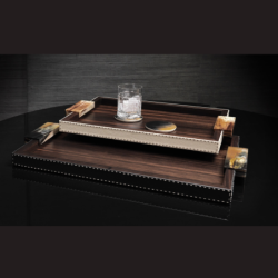 Plateau Gioele en ébène – Plateau de service luxe avec poignée en corne