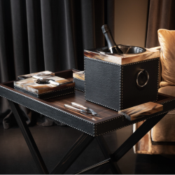 Seau à glace Nivese en cuir – Rafraîchisseur luxe Onyx ou Crème