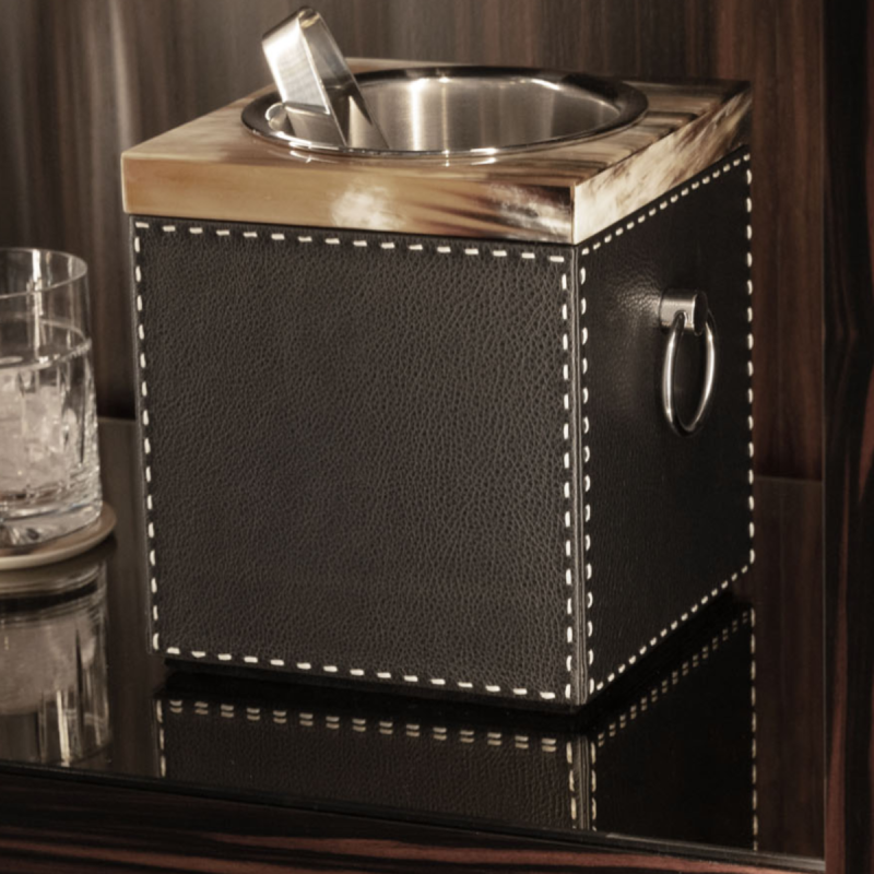 Seau à glace Nivese en cuir – Rafraîchisseur luxe Onyx ou Crème