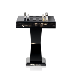 Table d’échecs Alfio en verre fumé et corne – Jeu de luxe haut de gamme