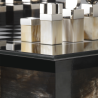 Table d’échecs Alfio en verre fumé et corne – Jeu de luxe haut de gamme