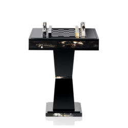 Table d’échecs Alfio en verre fumé et corne – Jeu de luxe haut de gamme