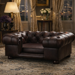 Lit pour chien Chesterfield taille moyenne cuir antique