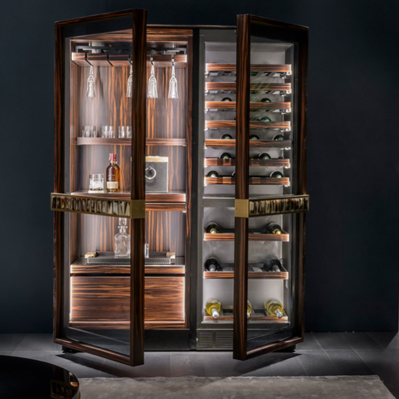 Cave à vin Manhattan en ébène Makassar – Armoire à vin luxe design