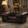 Lit pour chien Chesterfield taille moyenne cuir antique