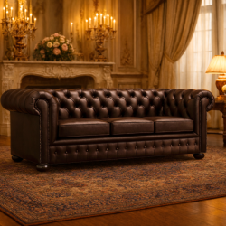 Canapé Chesterfield 3 places cuir antique