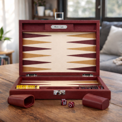 Backgammon Taille M en cuir grainé – Fabrication artisanale Paris