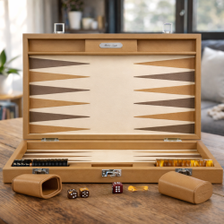 Backgammon Taille L en cuir grainé – Fait main à Paris