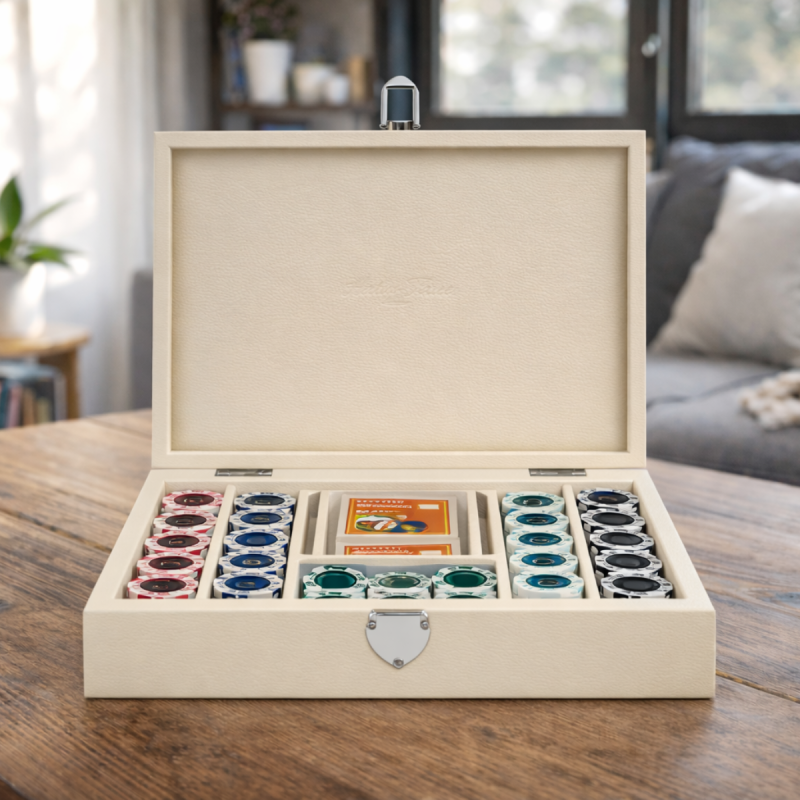 Coffret Poker 240 jetons en cuir grainé – Fait main à Paris