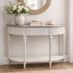 Console Élégance Demi‑Lune  Patine Ivoire